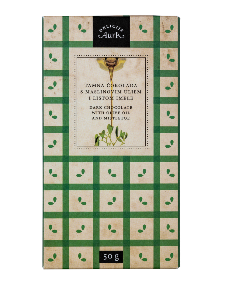 Dark chocolate with Olive Oil and Mistletoe 50g  - Aura
