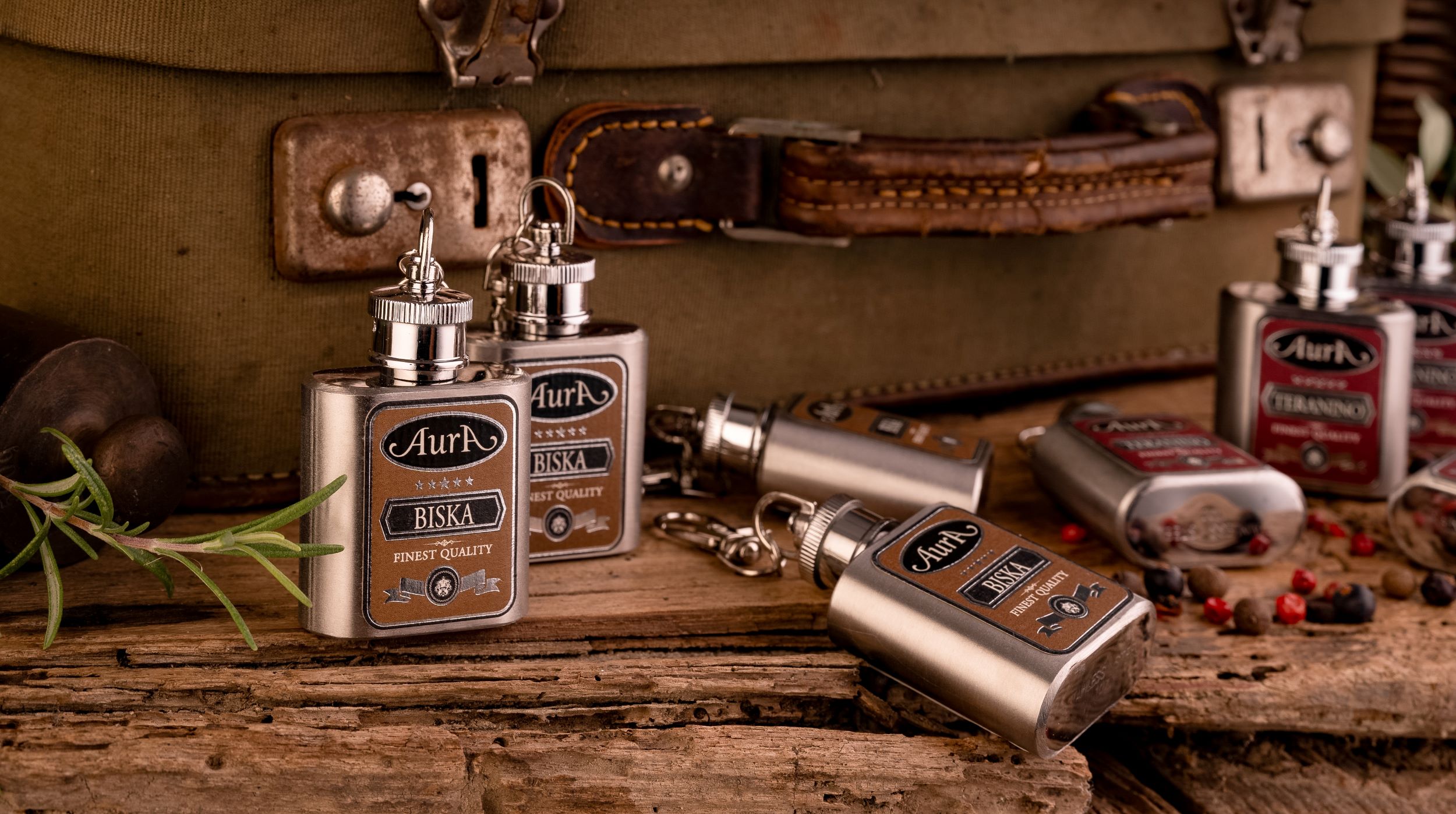 Mistletoe Brandy Mini Hip flask 0,03 l  - Aura